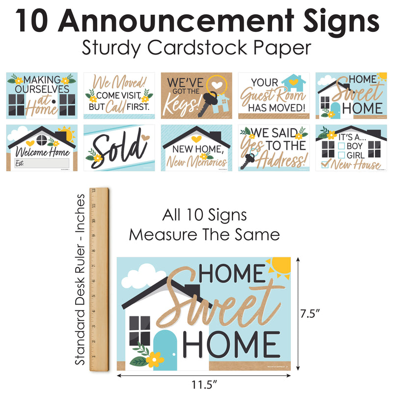 Welcome Home Housewarming - Photo Prop Signs - New Sweet Home Announcements - 10 Pieces