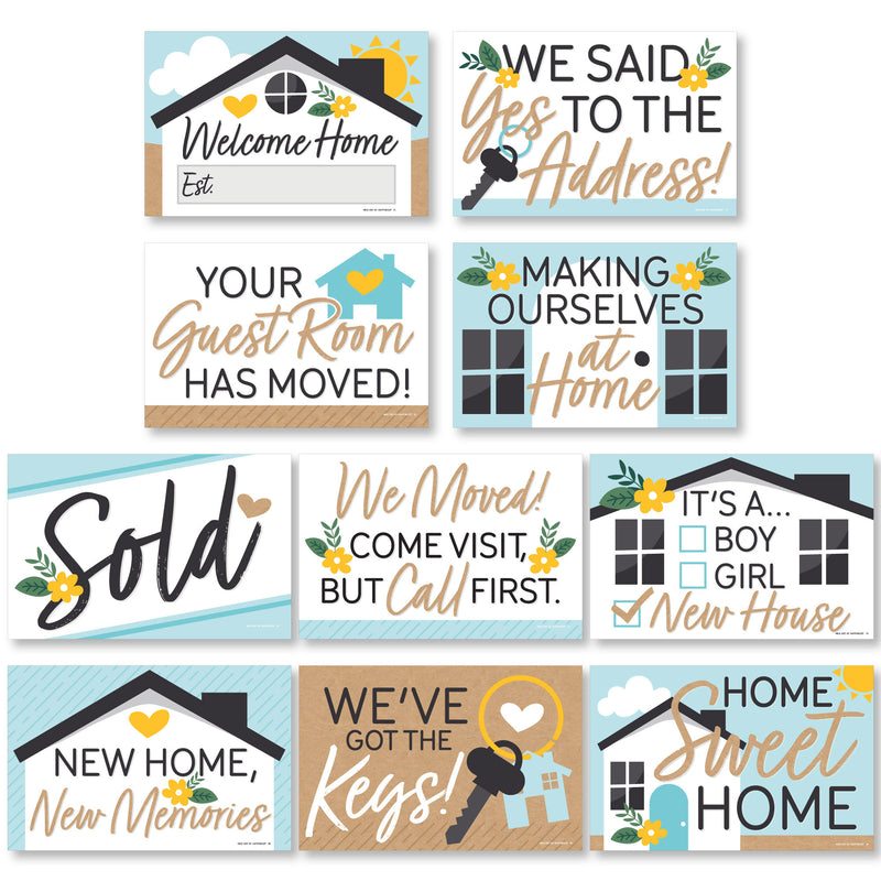 Welcome Home Housewarming - Photo Prop Signs - New Sweet Home Announcements - 10 Pieces