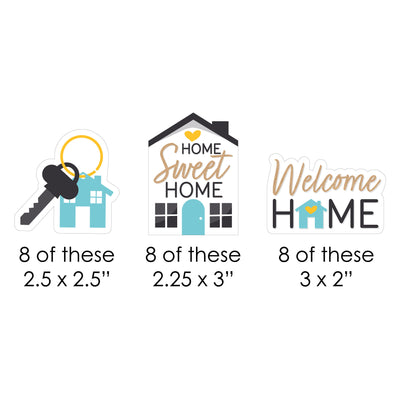 Welcome Home Housewarming - DIY Shaped New Sweet Home Cut-Outs - 24 Count