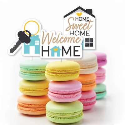 Welcome Home Housewarming - Dessert Cupcake Toppers - New Sweet Home Clear Treat Picks - Set of 24