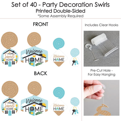 Welcome Home Housewarming - New Sweet Home Hanging Decor - Party Decoration Swirls - Set of 40