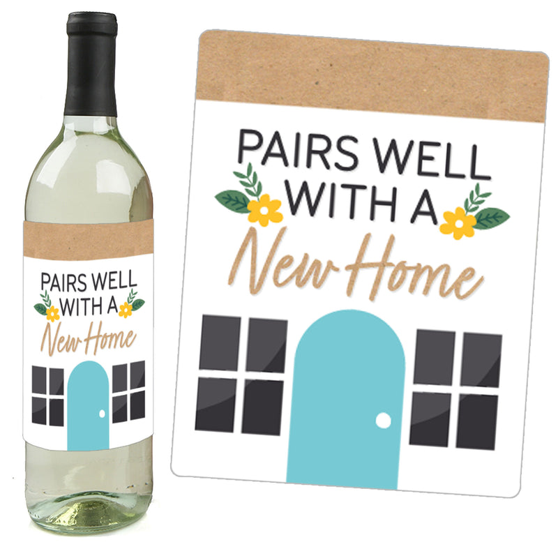 Welcome Home Housewarming - New Sweet Home Decorations for Women and Men - Wine Bottle Label Stickers - Set of 4