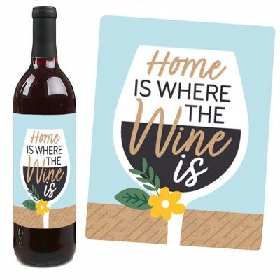 Welcome Home Housewarming - New Sweet Home Decorations for Women and Men - Wine Bottle Label Stickers - Set of 4