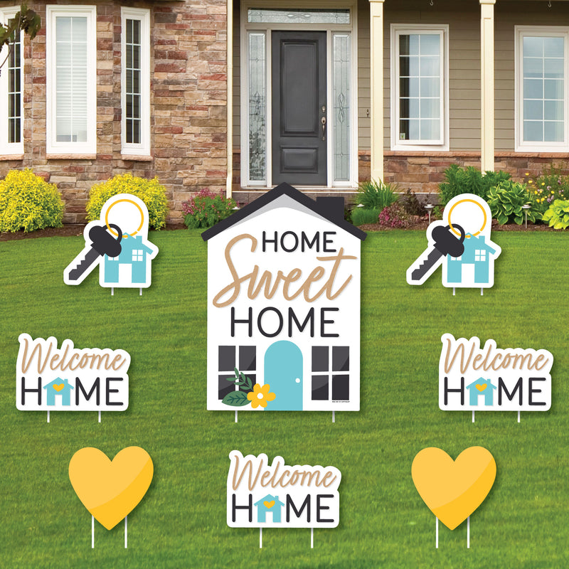 Welcome Home Housewarming - Yard Sign and Outdoor Lawn Decorations - New Sweet Home Yard Signs - Set of 8