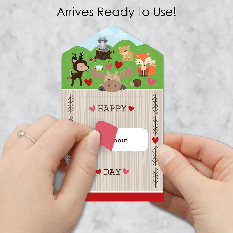 Woodland Creatures - Forest Cards for Kids - Happy Valentine’s Day Pull Tabs - Set of 12