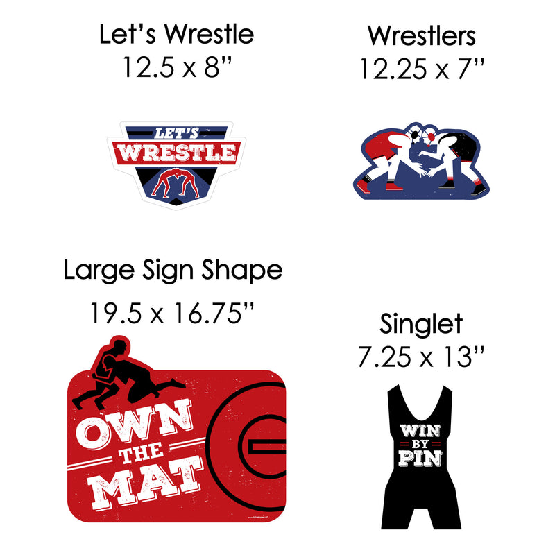 Own The Mat - Wrestling - Yard Sign & Outdoor Lawn Decorations - Birthday Party or Wrestler Party Yard Signs - Set of 8