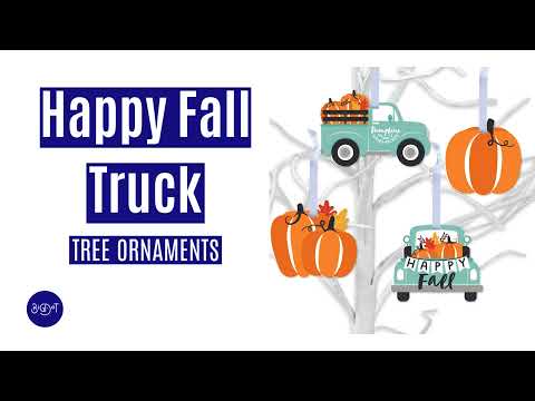 Happy Fall Truck - Decorations - Tree Ornaments - Set of 12 | Big Dot Of Happiness