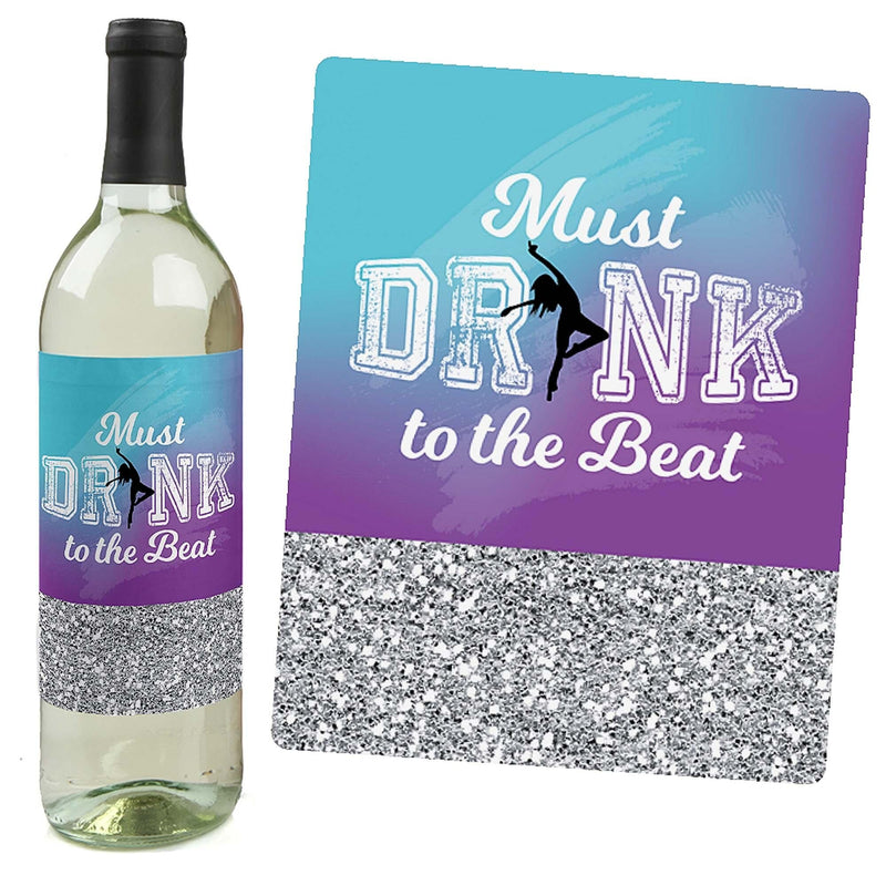 Must Dance to the Beat - Dance - Wine Bottle Gift Labels - Dance Party Decorations for Women and Men - Wine Bottle Label Stickers - Set of 4