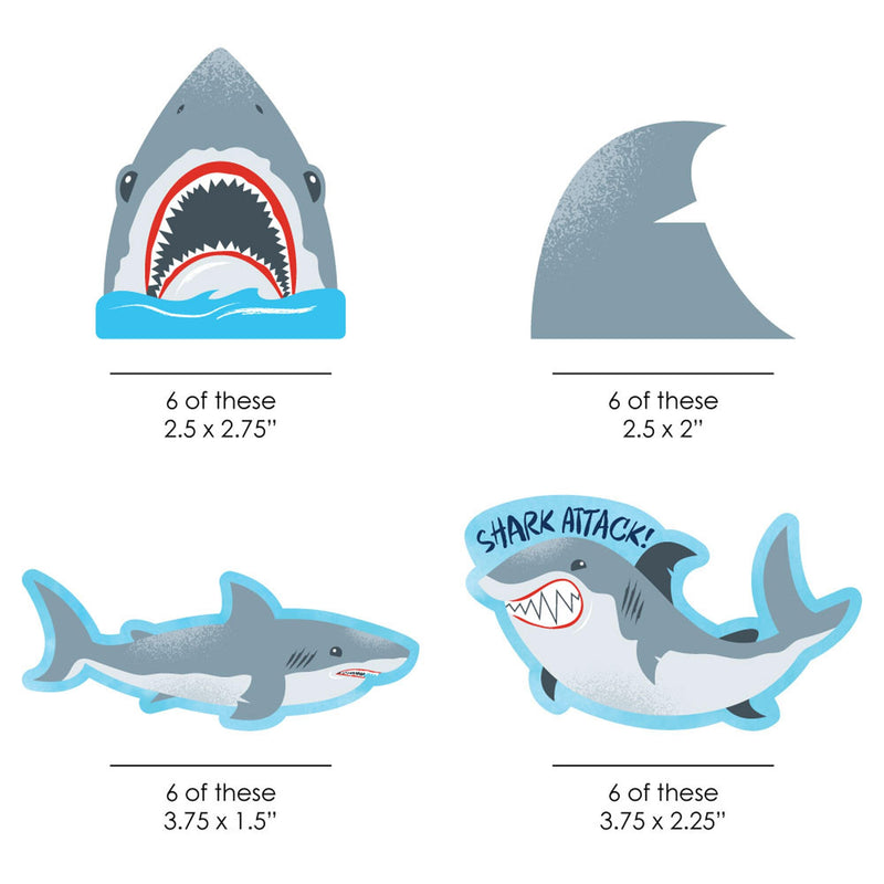 Shark Zone - DIY Shaped Jawsome Shark Party or Birthday Party Cut-Outs - 24 ct