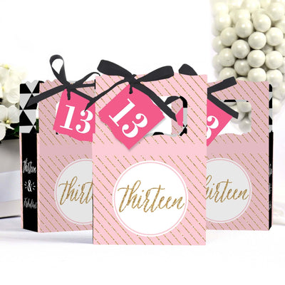 Chic 13th Birthday - Pink, Black and Gold - Birthday Party Favor Boxes - Set of 12