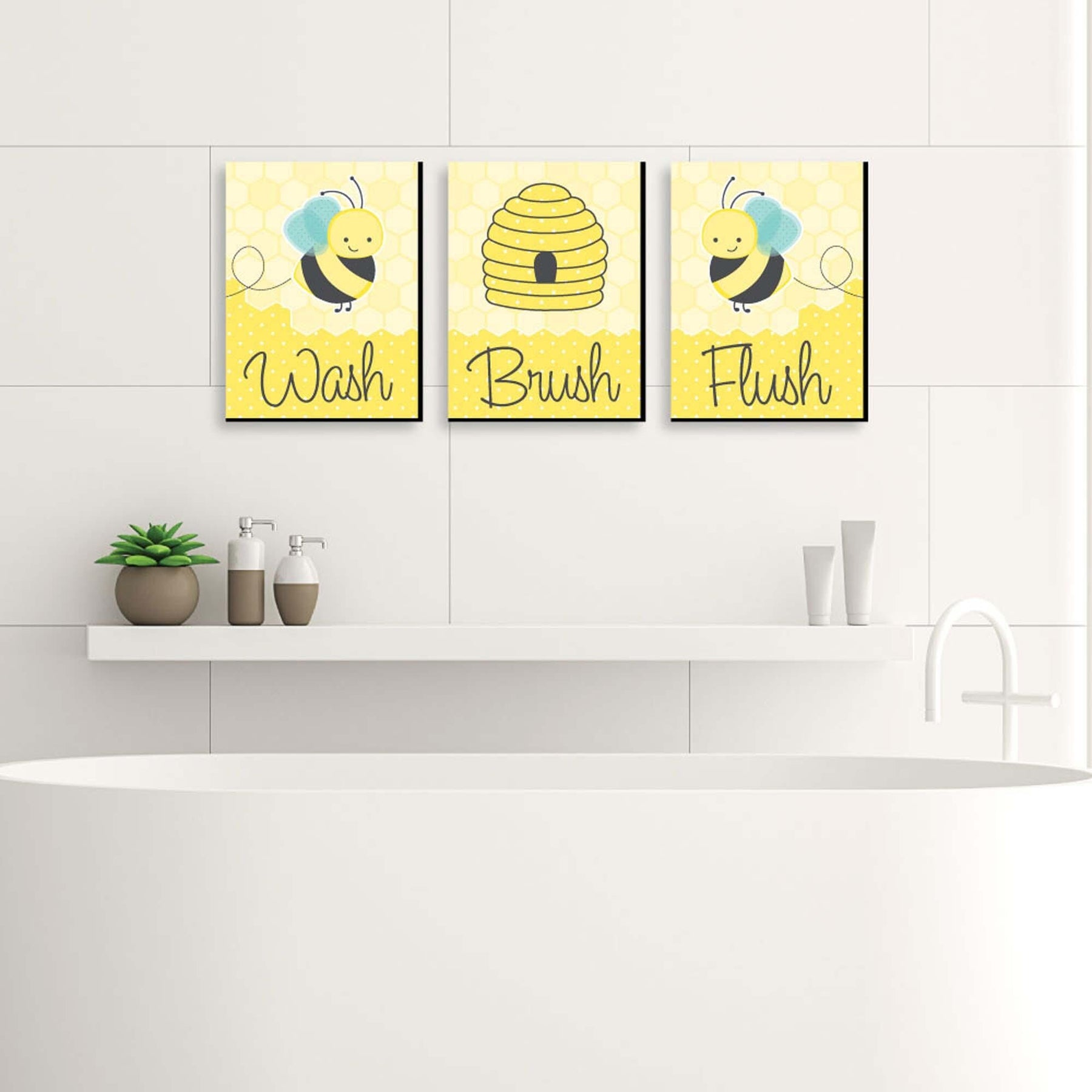 Big Dot of Happiness Little Bumblebee - Bee Kids Bathroom Rules