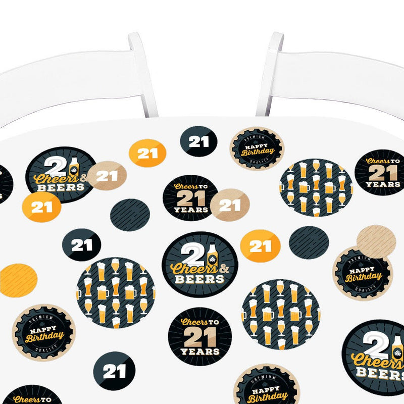 Cheers and Beers to 21 Years - 21st Birthday Party Giant Circle Confetti - Party Decorations - Large Confetti 27 Count