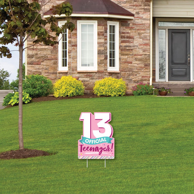 Girl 13th Birthday - Outdoor Lawn Sign - Official Teenager Birthday Party Yard Sign - 1 Piece