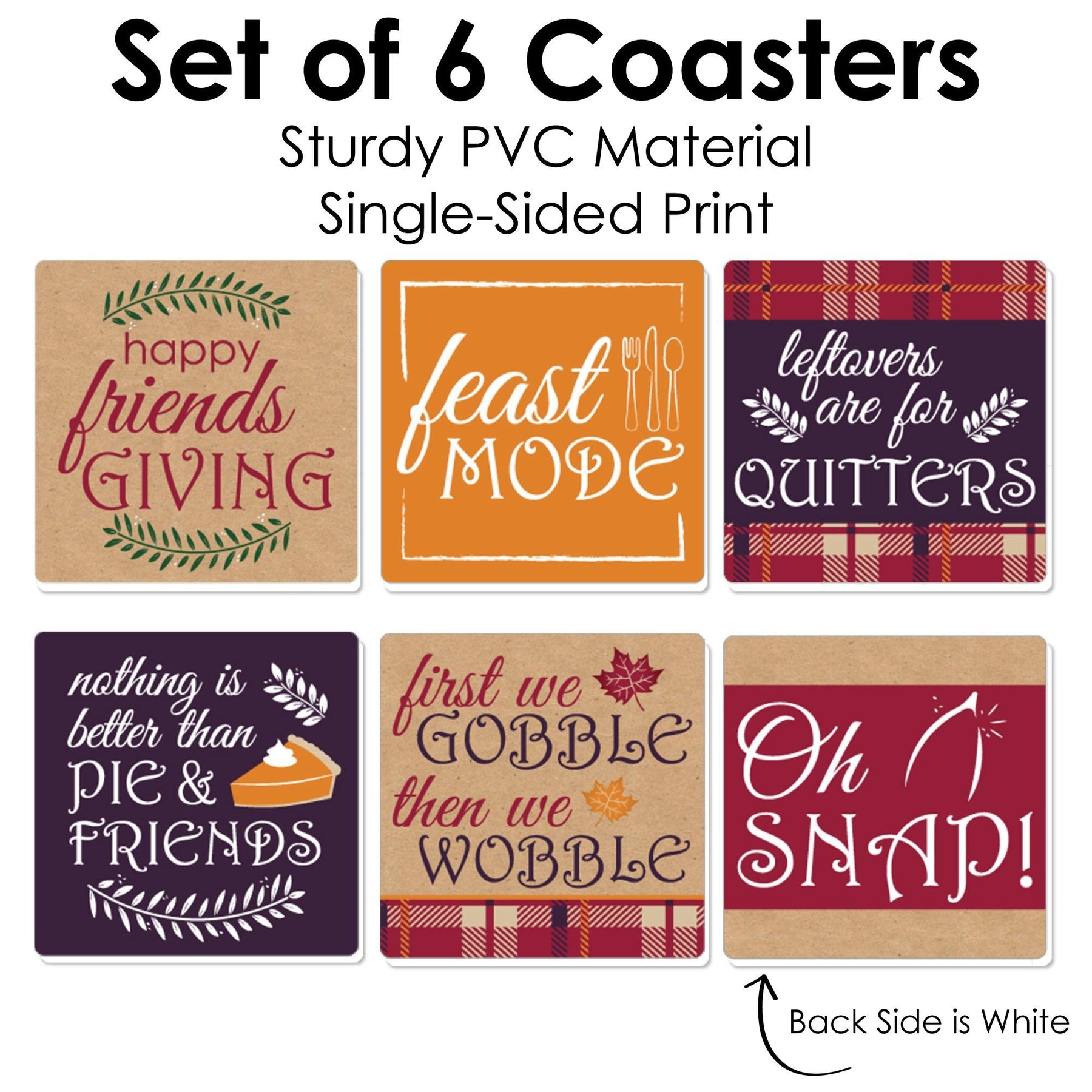 Friends Thanksgiving Feast - Funny Friendsgiving Party Decorations - Drink  Coasters - Set of 6