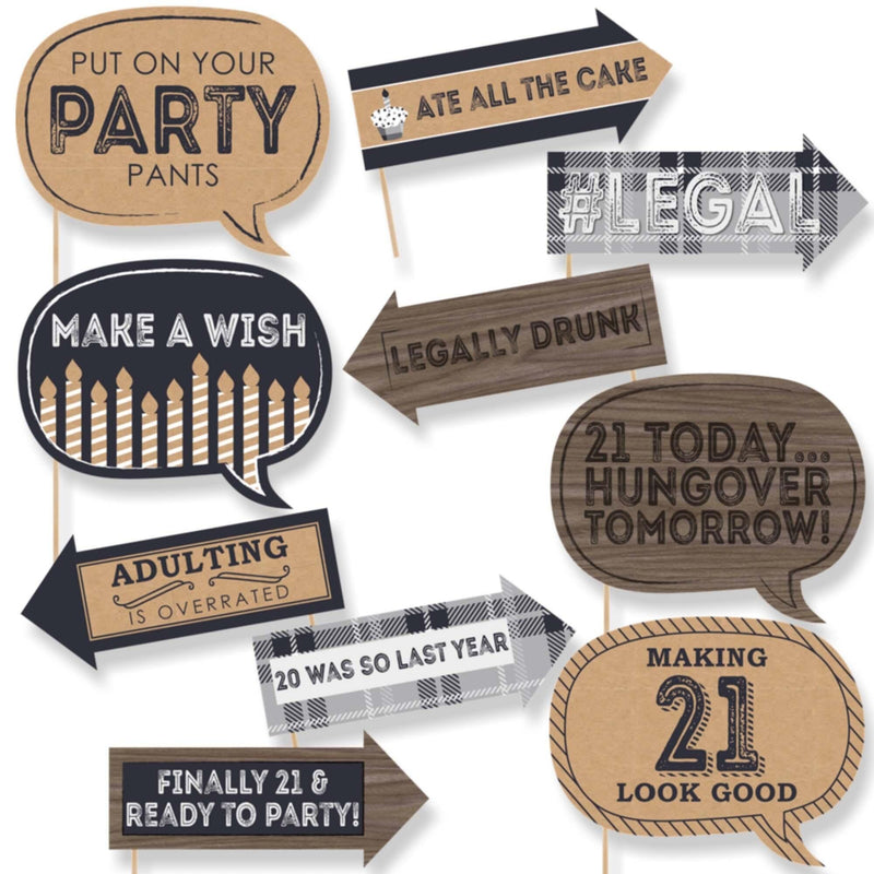 Funny Finally 21 - 10 Piece 21st Birthday Party Photo Booth Props Kit