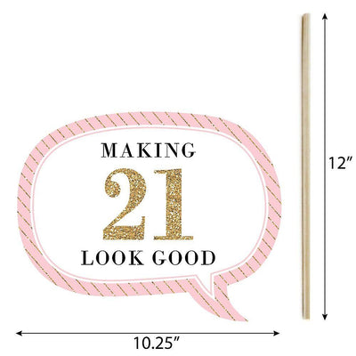 Funny Finally 21 Girl - 21st Birthday - 10 Piece Photo Birthday Party Booth Props Kit