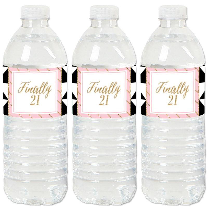 Finally 21 Girl - 21st Birthday - Birthday Party Water Bottle Sticker Labels - Set of 20