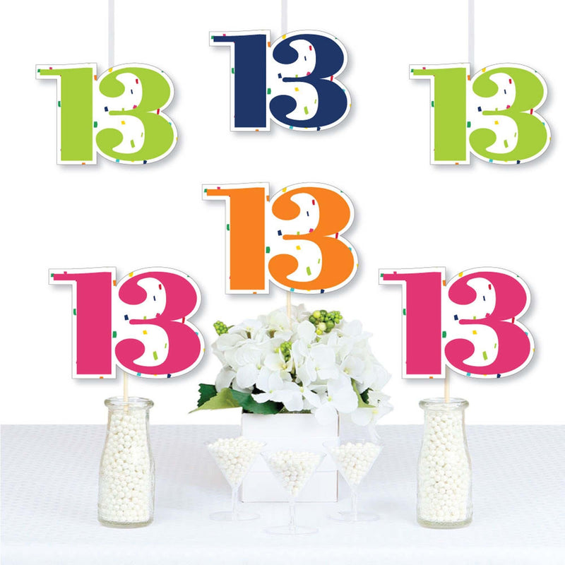 13th Birthday - Cheerful Happy Birthday - Decorations DIY Colorful Thirteenth Birthday Party Essentials - Set of 20