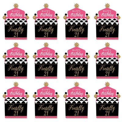 Finally 21 Girl - Treat Box Party Favors - 21st Birthday Party Goodie Gable Boxes - Set of 12