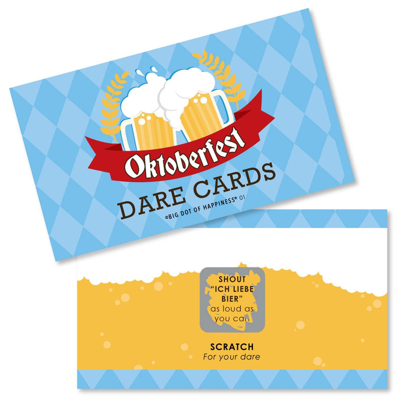 Oktoberfest - German Beer Festival Party Game Scratch Off Dare Cards - 22 Count