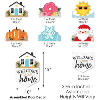 Holiday Welcome to Our Home - Hanging Seasonal Sign - Interchangeable Door Decor