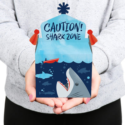 Shark Zone - Treat Box Party Favors - Jawsome Shark Party or Birthday Party Goodie Gable Boxes - Set of 12