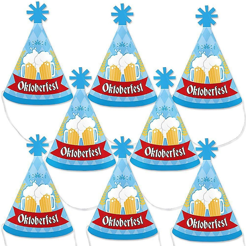 Oktoberfest - Mini Cone German Beer Festival Party Hats - Small Little Party Hats - Set of 8