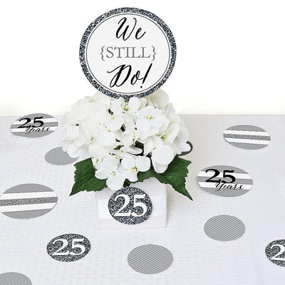 We Still Do - 25th Wedding Anniversary - Wedding Anniversary Giant Circle Confetti - Silver Anniversary Party Decorations - Large Confetti 27 Count