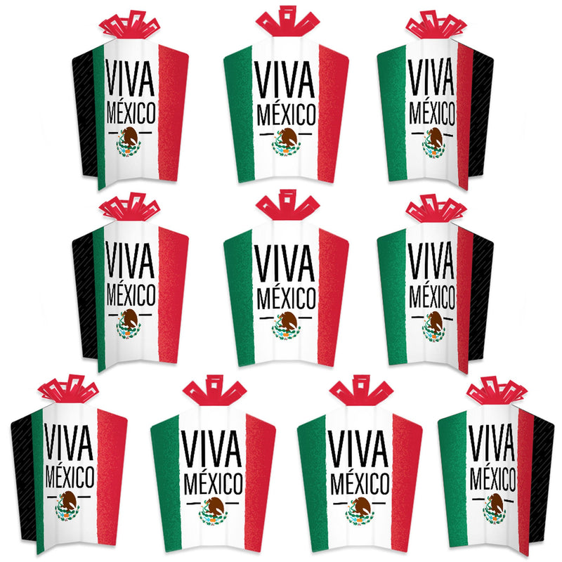 Viva Mexico - Table Decorations - Mexican Independence Day Party Fold and Flare Centerpieces - 10 Count