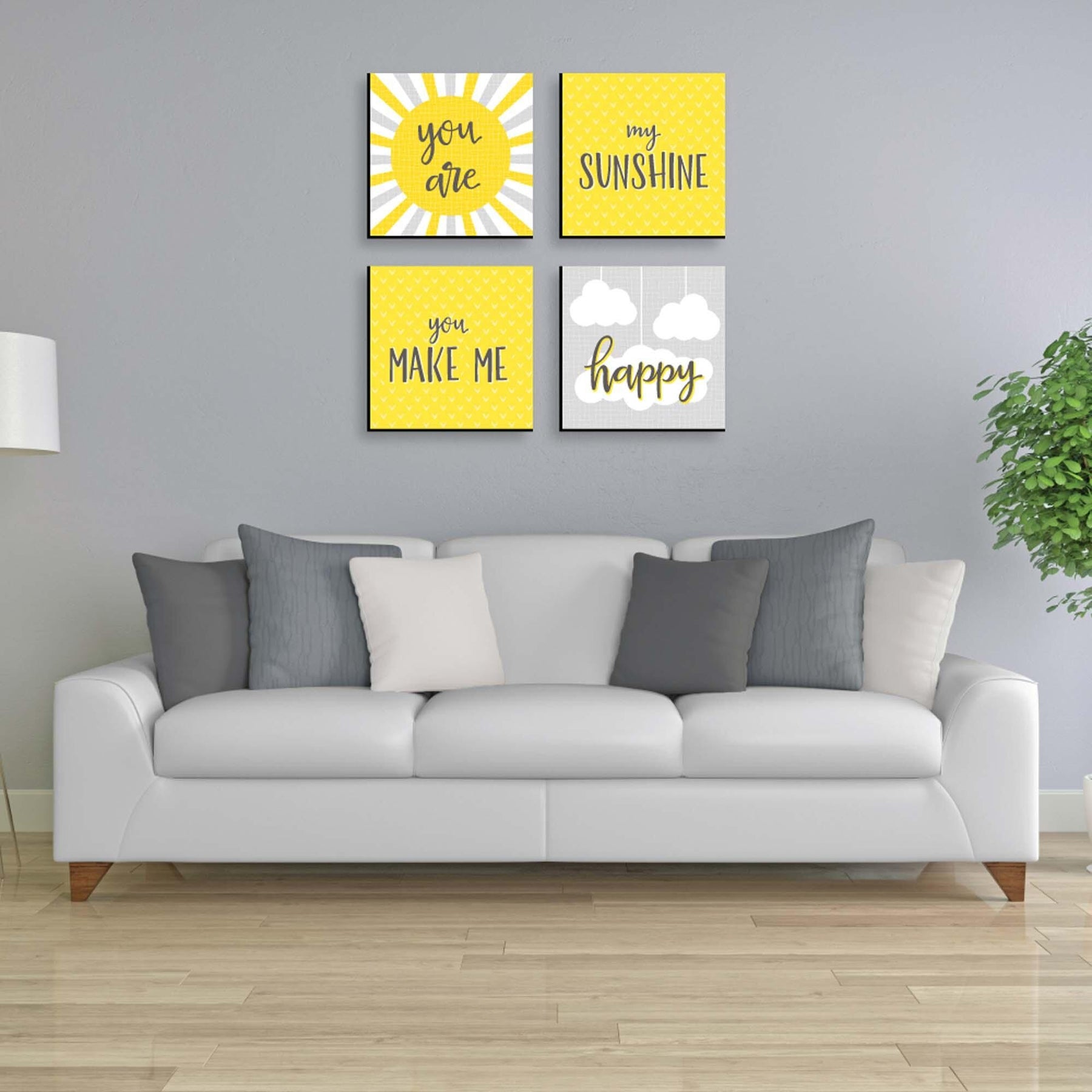 Big Dot of Happiness Hello Little One - Yellow and Gray - Baby Girl or Boy Nursery Wall Art and Kids Room Decorations - Gift