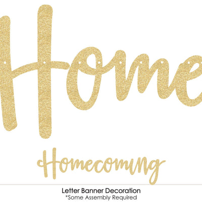 HOCO Dance - Homecoming Letter Banner Decoration - 36 Banner Cutouts and No-Mess Real Gold Glitter Homecoming Banner Letters