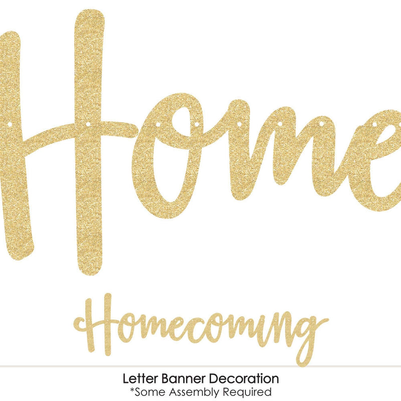 HOCO Dance - Homecoming Letter Banner Decoration - 36 Banner Cutouts and No-Mess Real Gold Glitter Homecoming Banner Letters