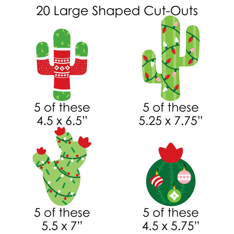 Merry Cactus - Christmas Cactus Party DIY Decorations - Clothespin Garland Banner - 44 Pieces