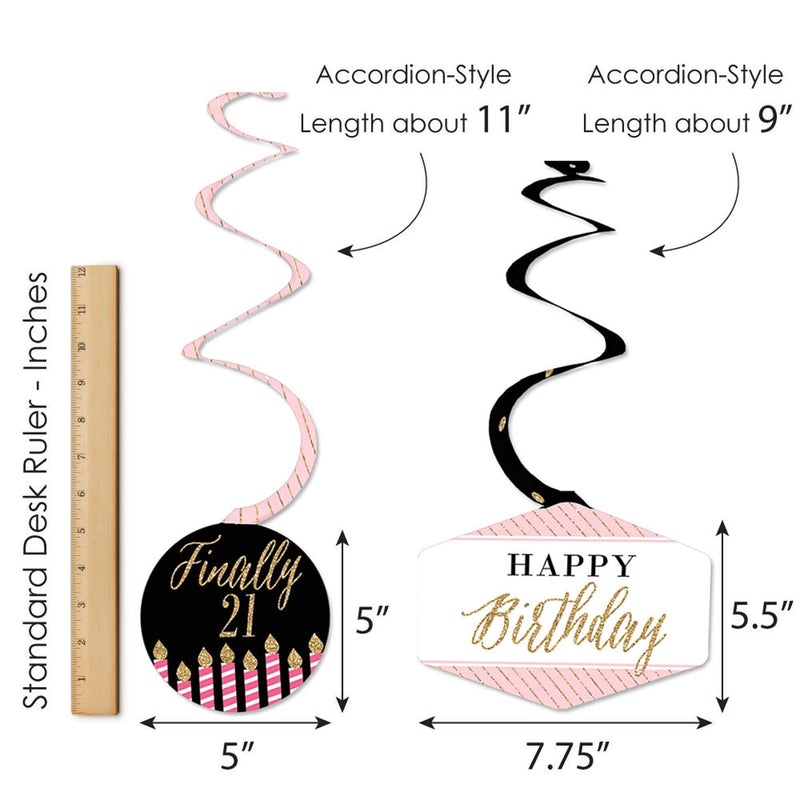 Finally 21 Girl - 21st Birthday Party Hanging Decor - Party Decoration Swirls - Set of 40