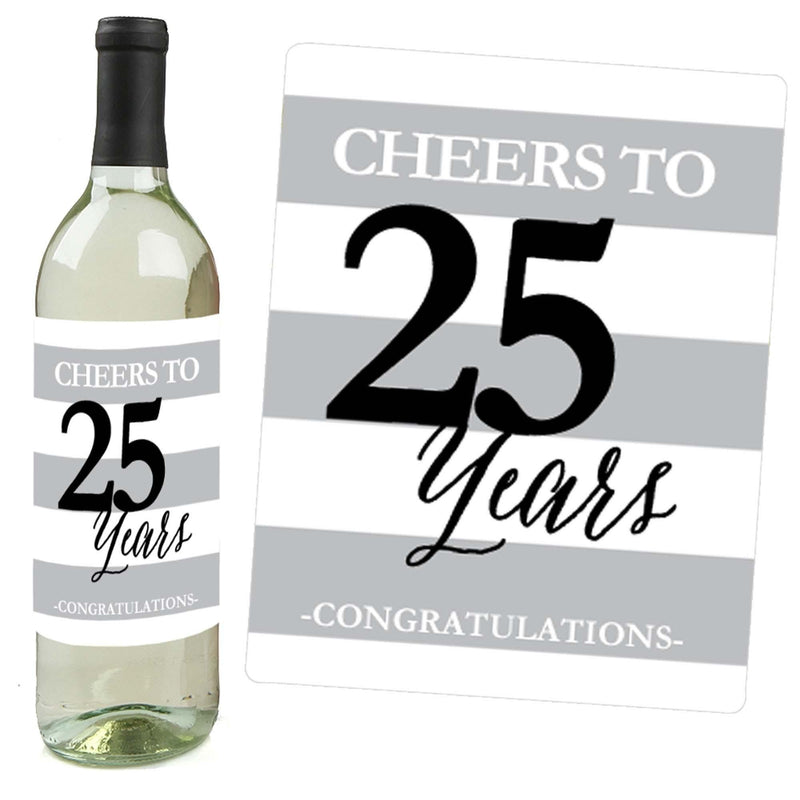 We Still Do - 25th Wedding Anniversary Decorations for Women and Men - Wine Bottle Label Stickers - Set of 4