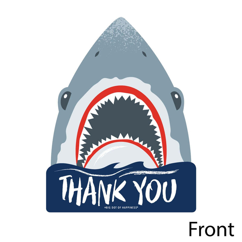 Shark Zone - Shaped Thank You Cards - Jawsome Shark Party or Birthday Party Thank You Note Cards with Envelopes - Set of 12