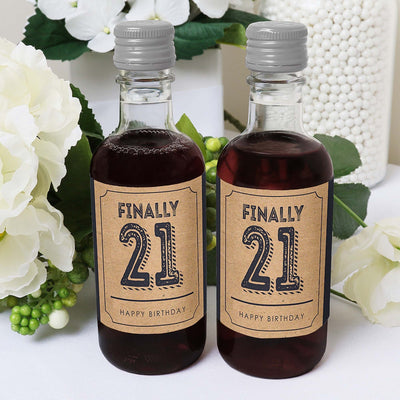 Finally 21 - 21st Birthday - Mini Wine and Champagne Bottle Label Stickers - 21st Birthday Party Favor Gift - For Women and Men - Set of 16