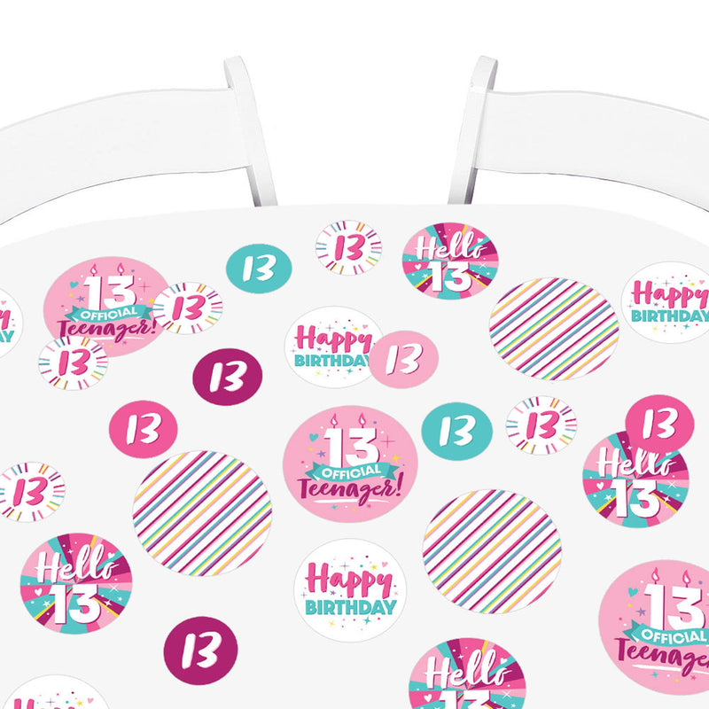 Girl 13th Birthday - Official Teenager Birthday Party Giant Circle Confetti - Party Decorations - Large Confetti 27 Count