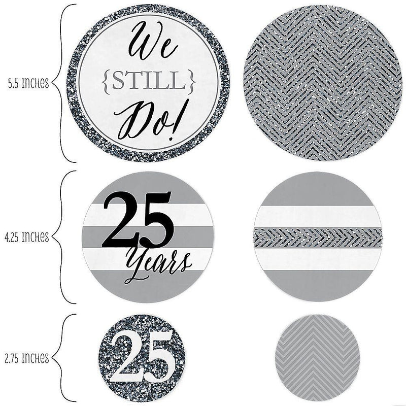 We Still Do - 25th Wedding Anniversary - Wedding Anniversary Giant Circle Confetti - Silver Anniversary Party Decorations - Large Confetti 27 Count