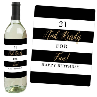 Finally 21 - Girl - Decorations for Women - Wine Bottle Labels Birthday Gift - Set of 4