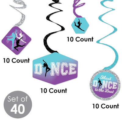 Must Dance to the Beat - Dance - Birthday Party or Dance Party Hanging Decor - Party Decoration Swirls - Set of 40