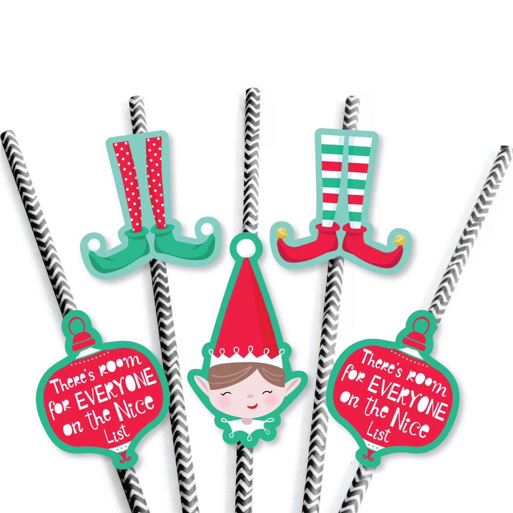 Big Dot Of Happiness Colorful Christmas Sweaters - Paper Straw