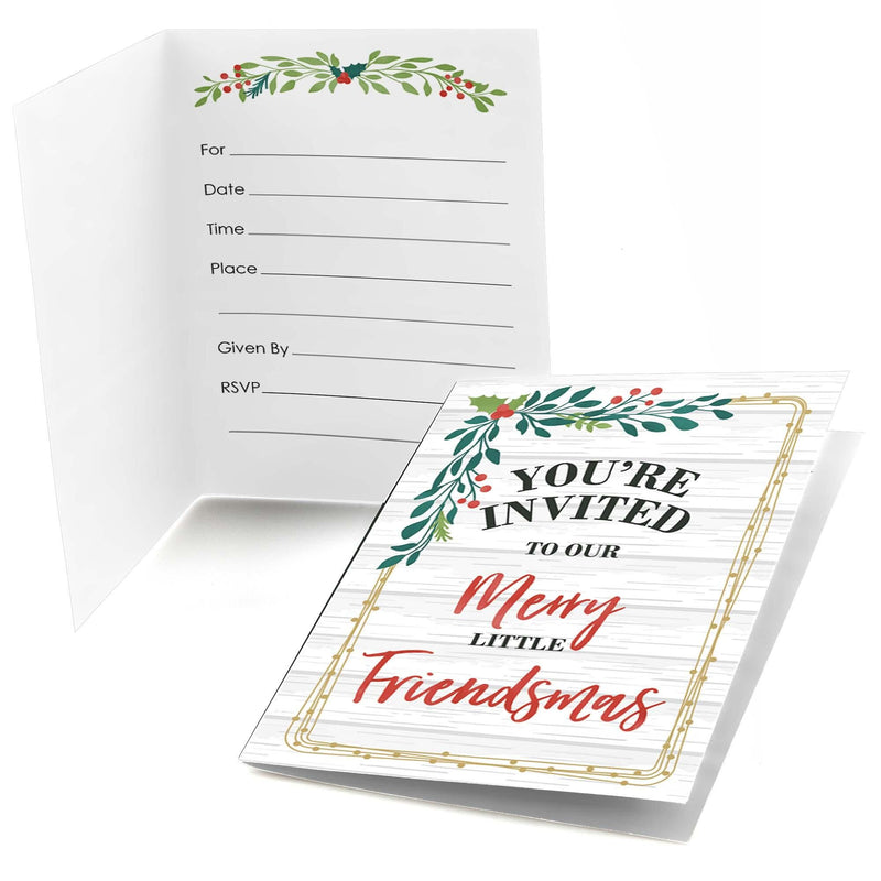 Rustic Merry Friendsmas - Fill In Friends Christmas Invitations