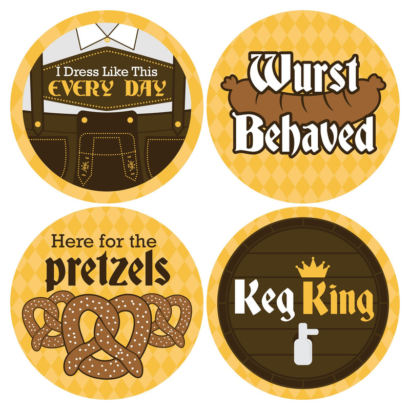 Oktoberfest - German Beer Festival Funny Name Tags - Party Badges Sticker Set of 12