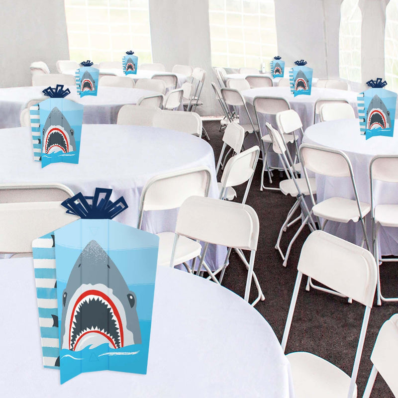 Shark Zone - Table Decorations - Jawsome Shark Party or Birthday Party Fold and Flare Centerpieces - 10 Count