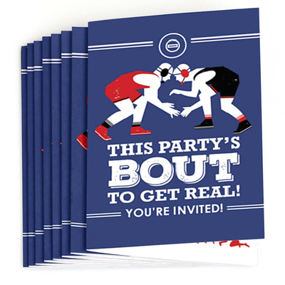 Own The Mat - Wrestling - Fill In Birthday Party or Wrestler Party Invitations - 8 ct