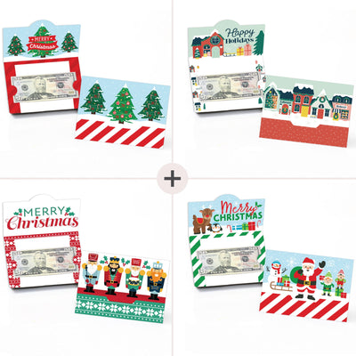 Merry Christmas Cards - Assorted Holiday Money and Gift Card Holders - Set of 8