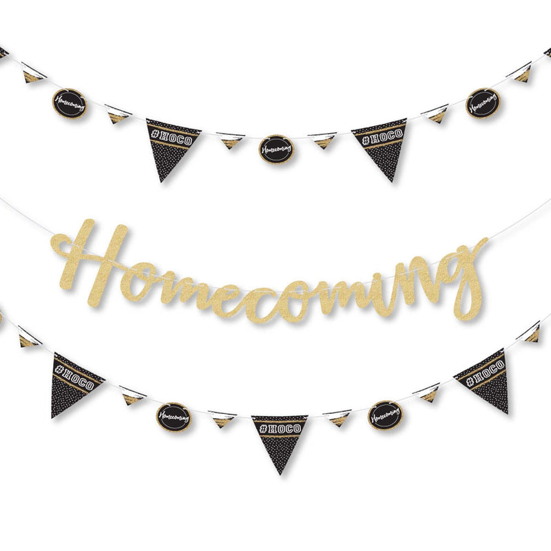 HOCO Dance - Homecoming Letter Banner Decoration - 36 Banner Cutouts and No-Mess Real Gold Glitter Homecoming Banner Letters