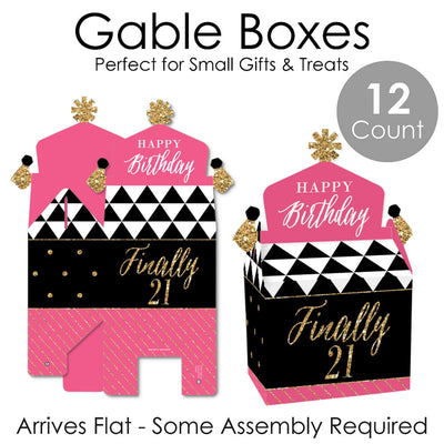 Finally 21 Girl - Treat Box Party Favors - 21st Birthday Party Goodie Gable Boxes - Set of 12