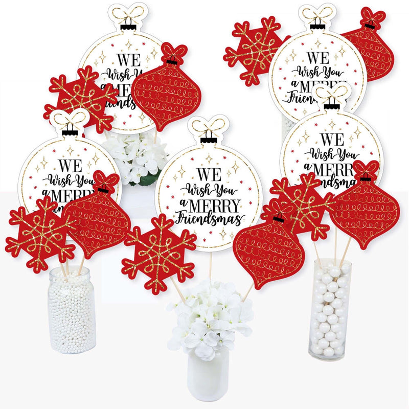 Red and Gold Friendsmas - Friends Christmas Party Centerpiece Sticks - Table Toppers - Set of 15